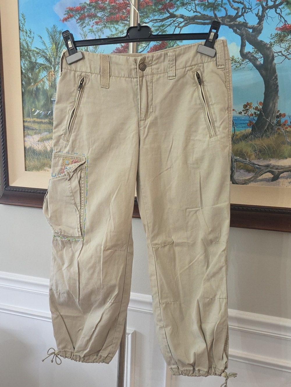 Express Beige Cargo Pants with Utility Pocket